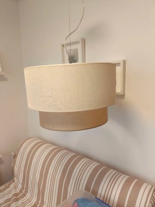 Lámpara de techo Marinisa tela beige y blanca