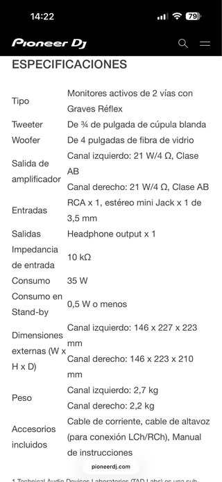 Altavoces Monitor Pioneer DM-40 Negros