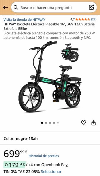 Bicicleta Eléctrica Plegable Hitway BK5
