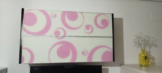 Mueble de Salón Marrón y Rosa