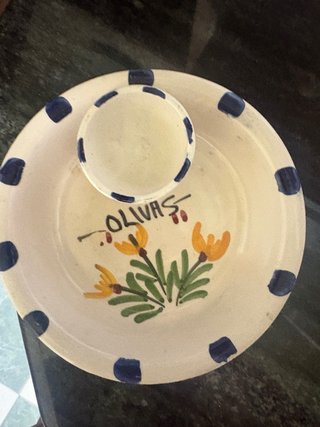 Plato aceitunero cerámica pintado a mano