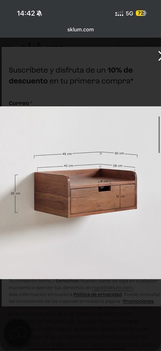 Mesita de noche Sklum madera sin estrenar
