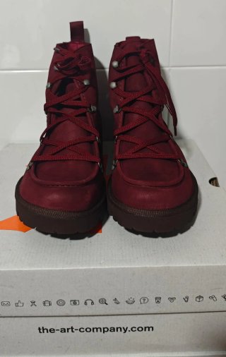 Botines de mujer burdeos con cordones