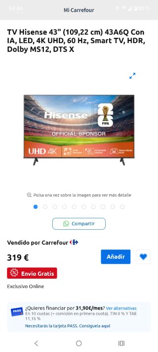 Televisor Hisense A436Q Negro