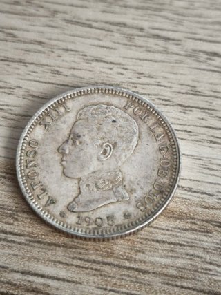 Moneda Plata 2 Pesetas Alfonso XIII 1905