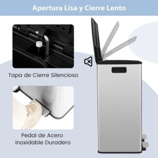 Cubo basura COSTWAY GY10008SL 60L 2x30L