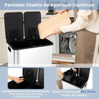 Cubo basura COSTWAY GY10008SL 60L 2x30L