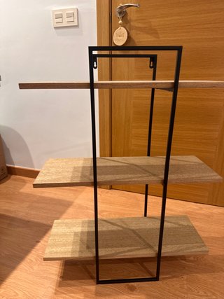 Estantería madera fresno y metal negro
