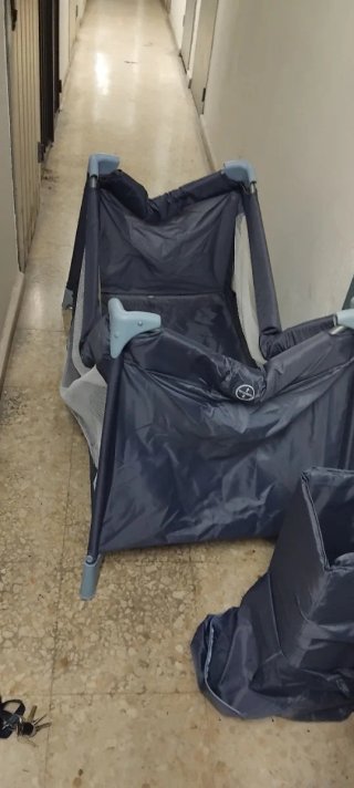 Cuna de viaje plegable azul