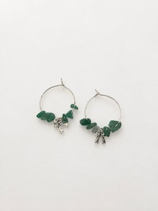 Pendientes aro plata con piedras verdes