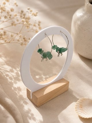 Pendientes aro plata con piedras verdes
