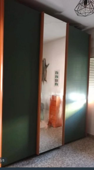 Armario puertas correderas madera y cristal