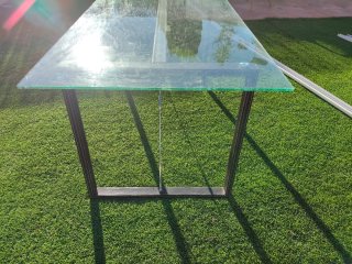 Mesa de comedor cristal y metal
