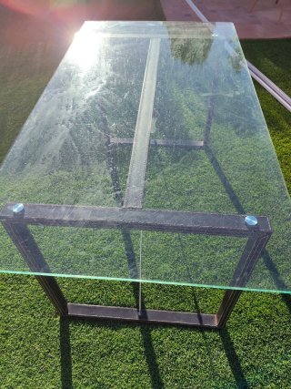 Mesa de comedor cristal y metal