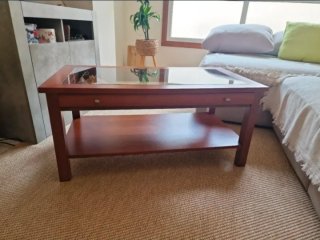 Mesa de Centro de Madera con Cristal