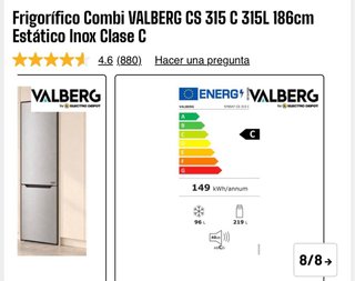 Nevera Combi VALBERG 315L