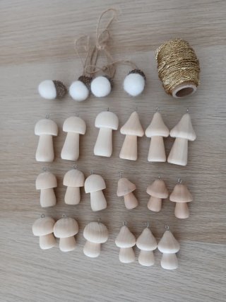 Adornos navideños madera rústico nórdico setas
