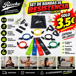 Set de 15 piezas Bandas de Resistencia Riscko