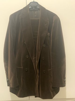 Traje Cruzado Terciopelo Marrón Massimo Dutti