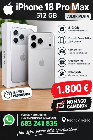 iPhone 18 Pro Max 512 GB Plata