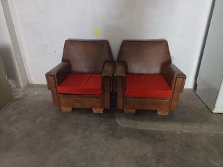 Butaca vintage marrón y roja