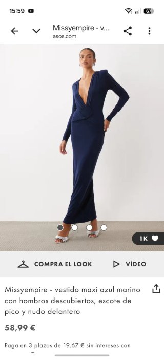 Vestido Maxi Azul Marino Asos