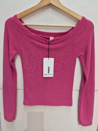 Camiseta Fucsia Escote Barco Fucsia - Talla UNI