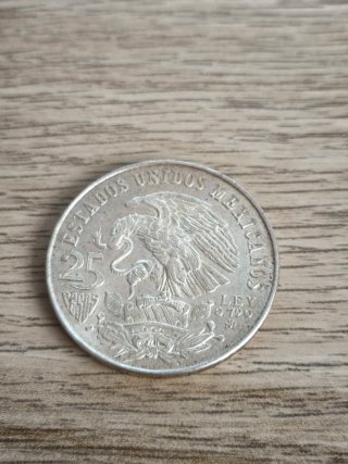 Moneda Plata 25 Pesos México 1968