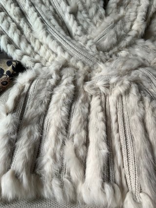 Poncho Beige de Pelo de conejo