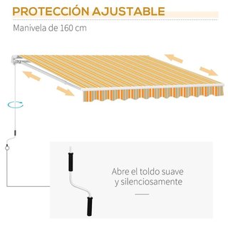 Toldo Manual Retráctil 300x250cm Amarillo Blanco
