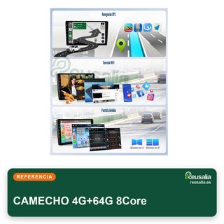 CAMECHO 4G+64G 8Core Radio coche Android 15 9''
