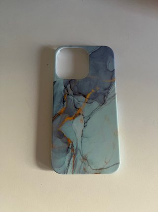 Funda iPhone 13 Pro Mármol Azul y Dorado