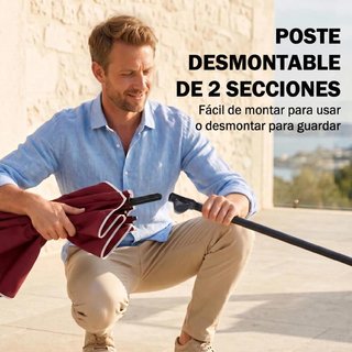 Sombrilla Rectangular 2x1,3m Inclinable Rojo Vino