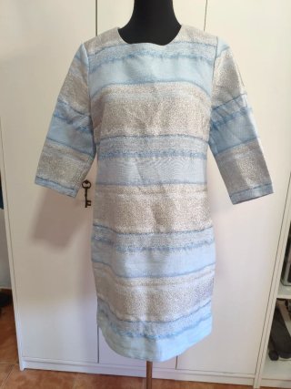 Vestido Midi Fiesta Azul y Plateado