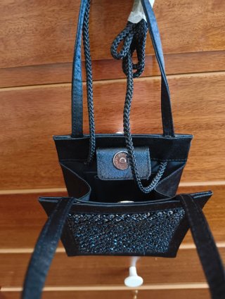 Mini bolso fiesta lentejuelas negro y plata
