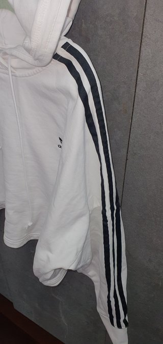 Sudadera Adidas blanca rayas negras T. 34