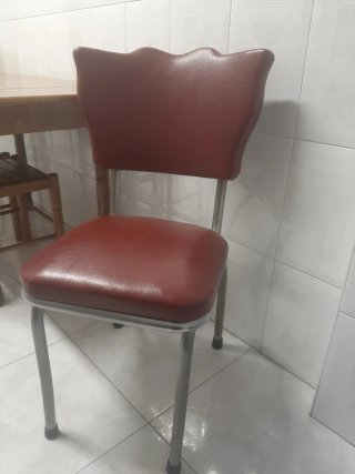 Silla Vintage Cocina Roja y Plateada