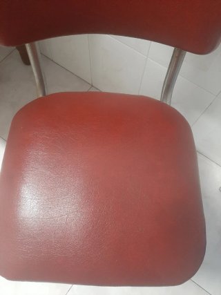 Silla Vintage Cocina Roja y Plateada