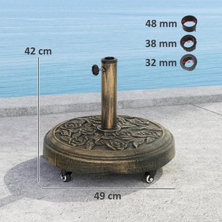 Base Sombrilla con Ruedas Diseño Floral Bronce Ø49