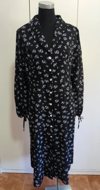 Vestido Midi Vintage Negro Estampado