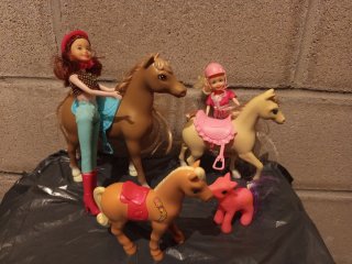 Muñecas y caballos de juguete