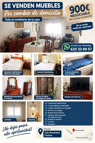 Mobiliario completo hogar por cambio domicilio