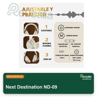 Next Destination Auriculares Bluetooth 5.3 Diadema