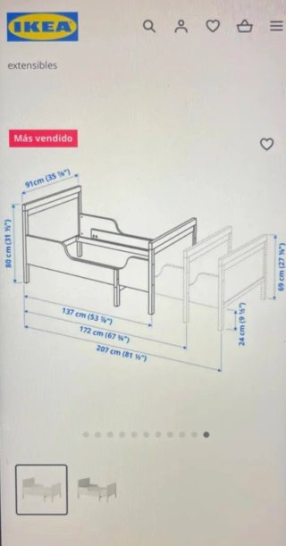 Cama infantil extensible Ikea con colchón