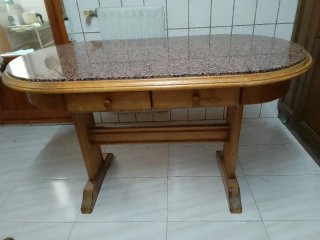 Mesa de Cocina de Granito y Madera