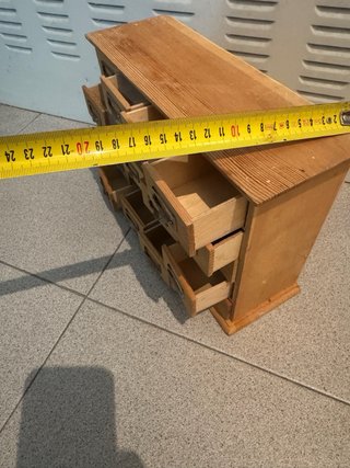 Cajonera antigua madera monedas joyas 20 cajones