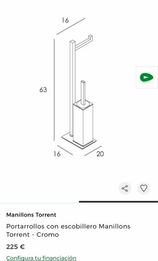 Porta rollos y escobillero de pie