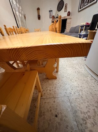 Mesa de Comedor de Madera 4,10m y 12 Sillas