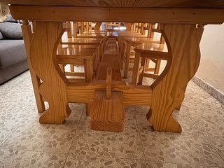 Mesa de Comedor de Madera 4,10m y 12 Sillas