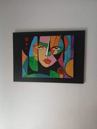 Cuadro al óleo estilo cubista